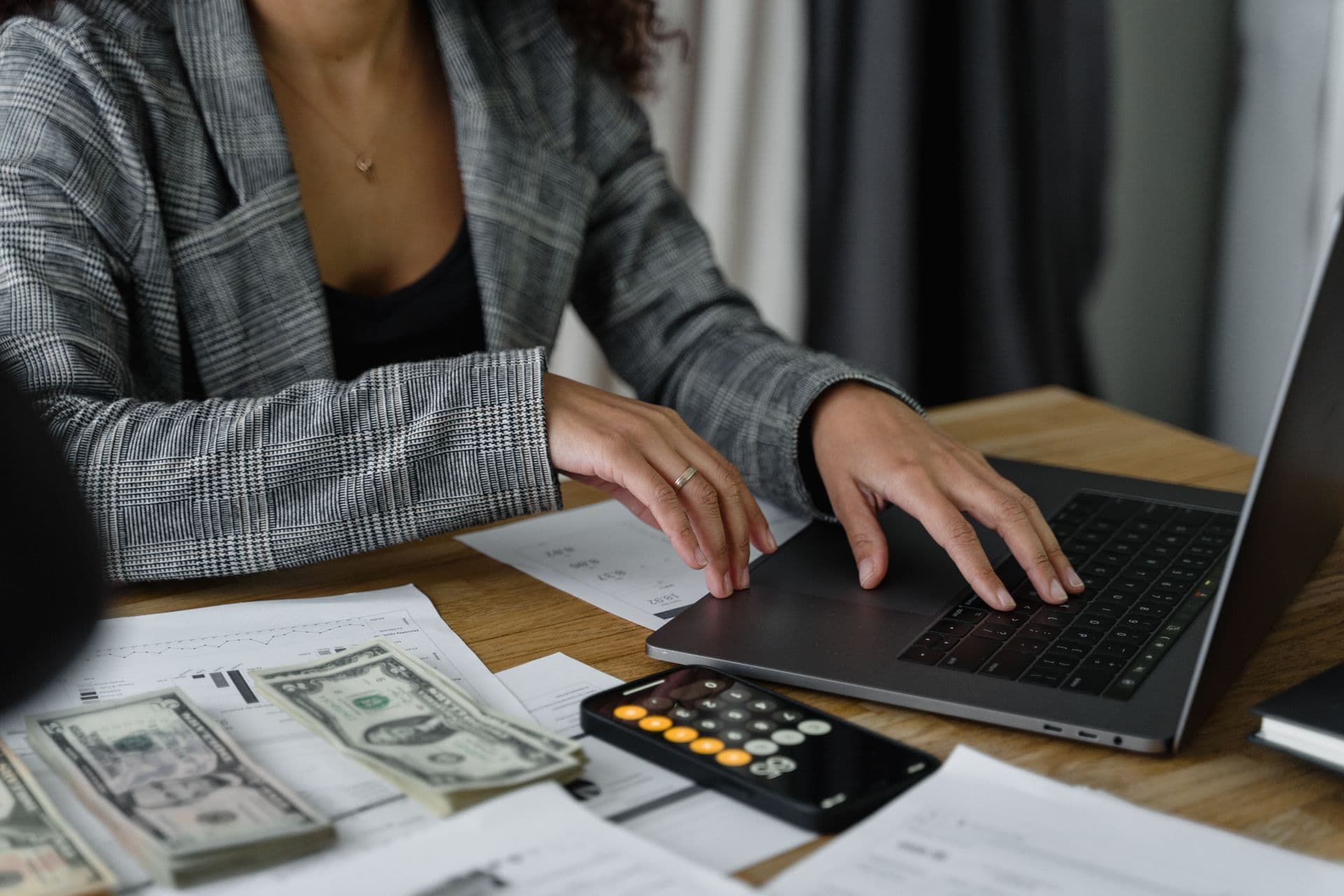 Tax professional reviewing documents with a client